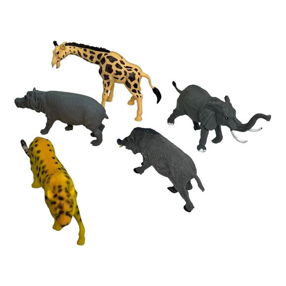 Lot of 5 African Safari Jungle Animals Hard Plastic Figures Toys Misc Brand 3-6” - Picture 5 of 11
